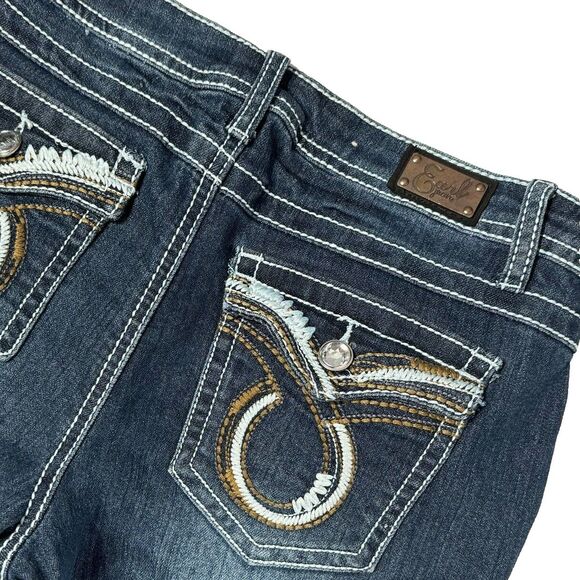 Earl Boot Cut Mid Rise Rhinestone Pockets Dark Wash Jeans Women’s Size 6P (J5) - Picture 8 of 11